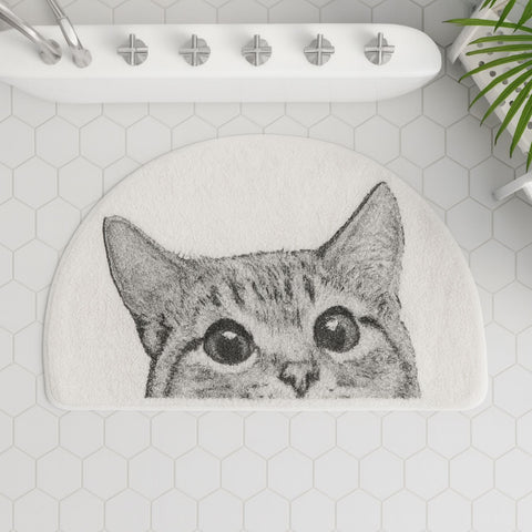 Purrfect Kitty Bath Mat - Soft Polyester, Non-Slip Design
