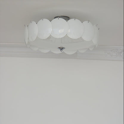 Layered Glass Disc Overhead Fixture in Warm Copper | Adjustable Light Semi-Flush Chandelier for Entryway, Kitchen Island & Bedroom Ceiling