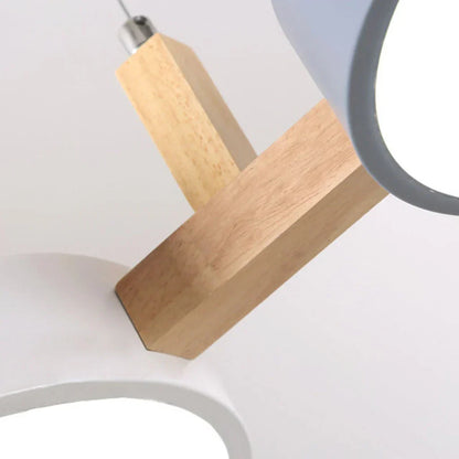 Modern Round Pendant Light with Wood Accents for Dining Room – 30 in LED Hanging Ceiling Fixture Kitchen Island Breakfast Nook