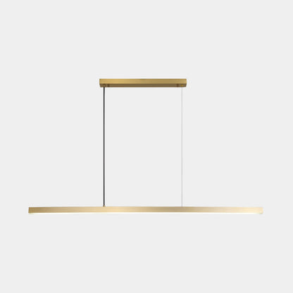 Linear LED Ceiling Fixture Brass Finish Adjustable Height Dimmable Remote Control for Kitchen Island Dining Room Table Modern Hanging Light