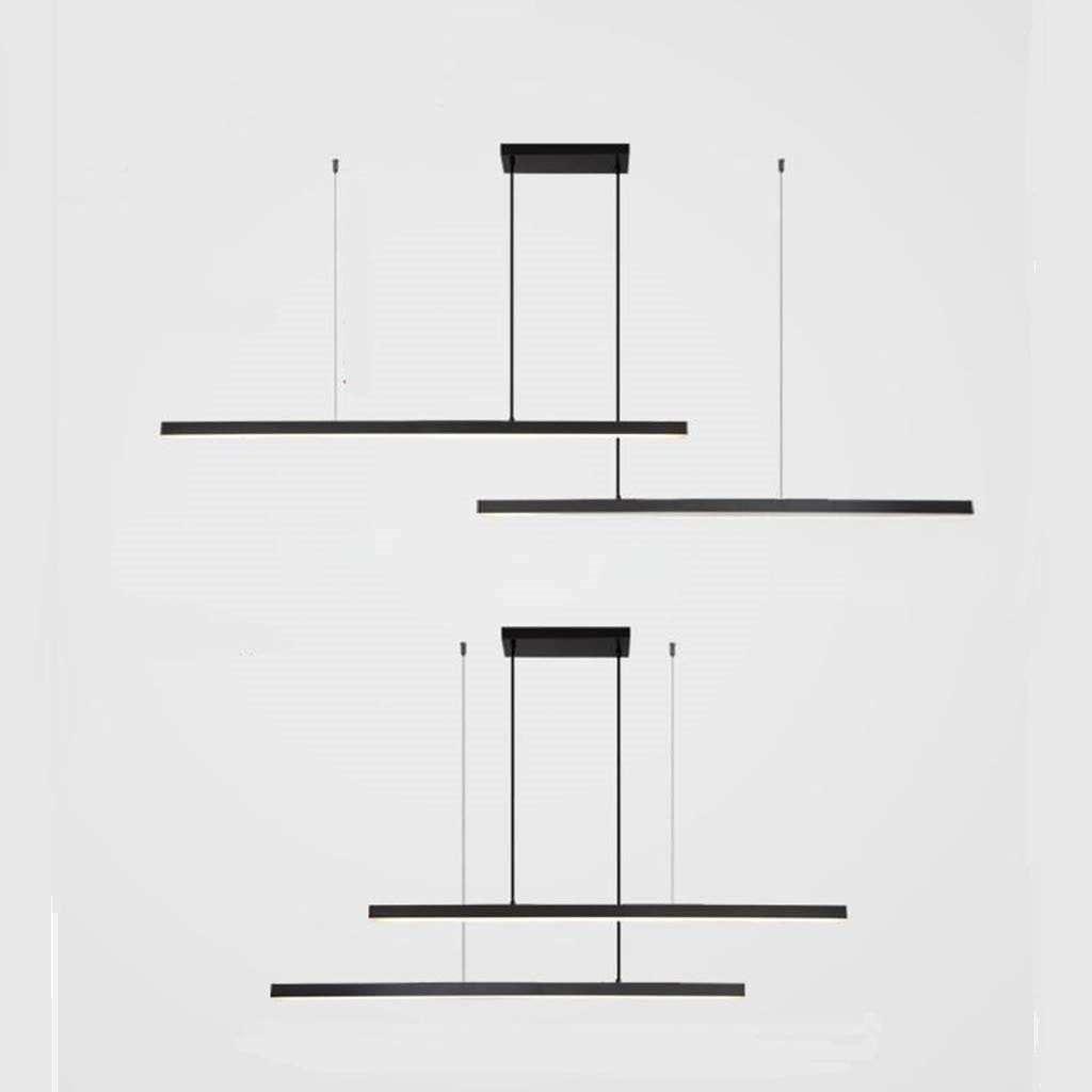 Linear LED Ceiling Fixture Brass Finish Adjustable Height Dimmable Remote Control for Kitchen Island Dining Room Table Modern Hanging Light