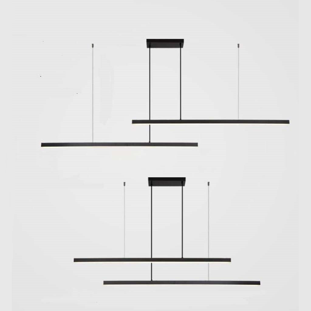 Linear LED Ceiling Fixture Brass Finish Adjustable Height Dimmable Remote Control for Kitchen Island Dining Room Table Modern Hanging Light