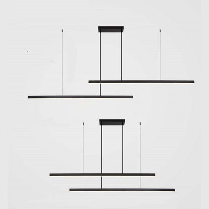 Linear LED Ceiling Fixture Brass Finish Adjustable Height Dimmable Remote Control for Kitchen Island Dining Room Table Modern Hanging Light