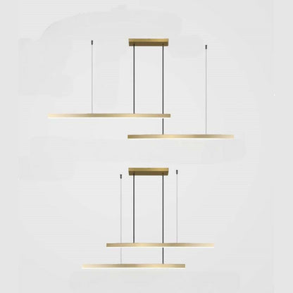 Linear LED Ceiling Fixture Brass Finish Adjustable Height Dimmable Remote Control for Kitchen Island Dining Room Table Modern Hanging Light