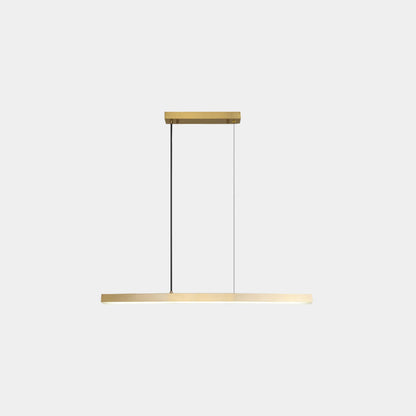 Linear LED Ceiling Fixture Brass Finish Adjustable Height Dimmable Remote Control for Kitchen Island Dining Room Table Modern Hanging Light