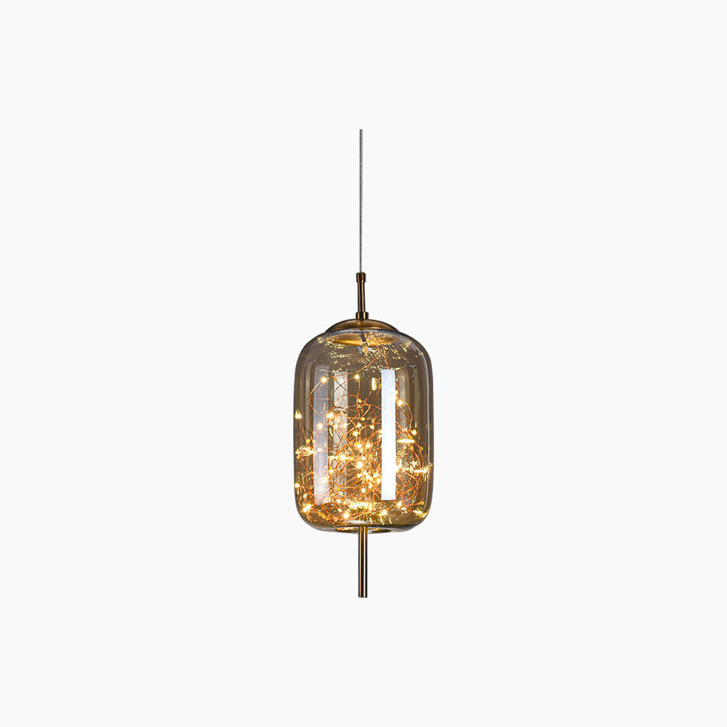 Glass Hanging Light Fixture with Adjustable Temperature Control for Dining Room Kitchen Bedroom | Nordic Style Ceiling Drop Lamp with Star P