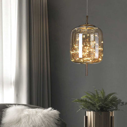 Glass Hanging Light Fixture with Adjustable Temperature Control for Dining Room Kitchen Bedroom | Nordic Style Ceiling Drop Lamp with Star P