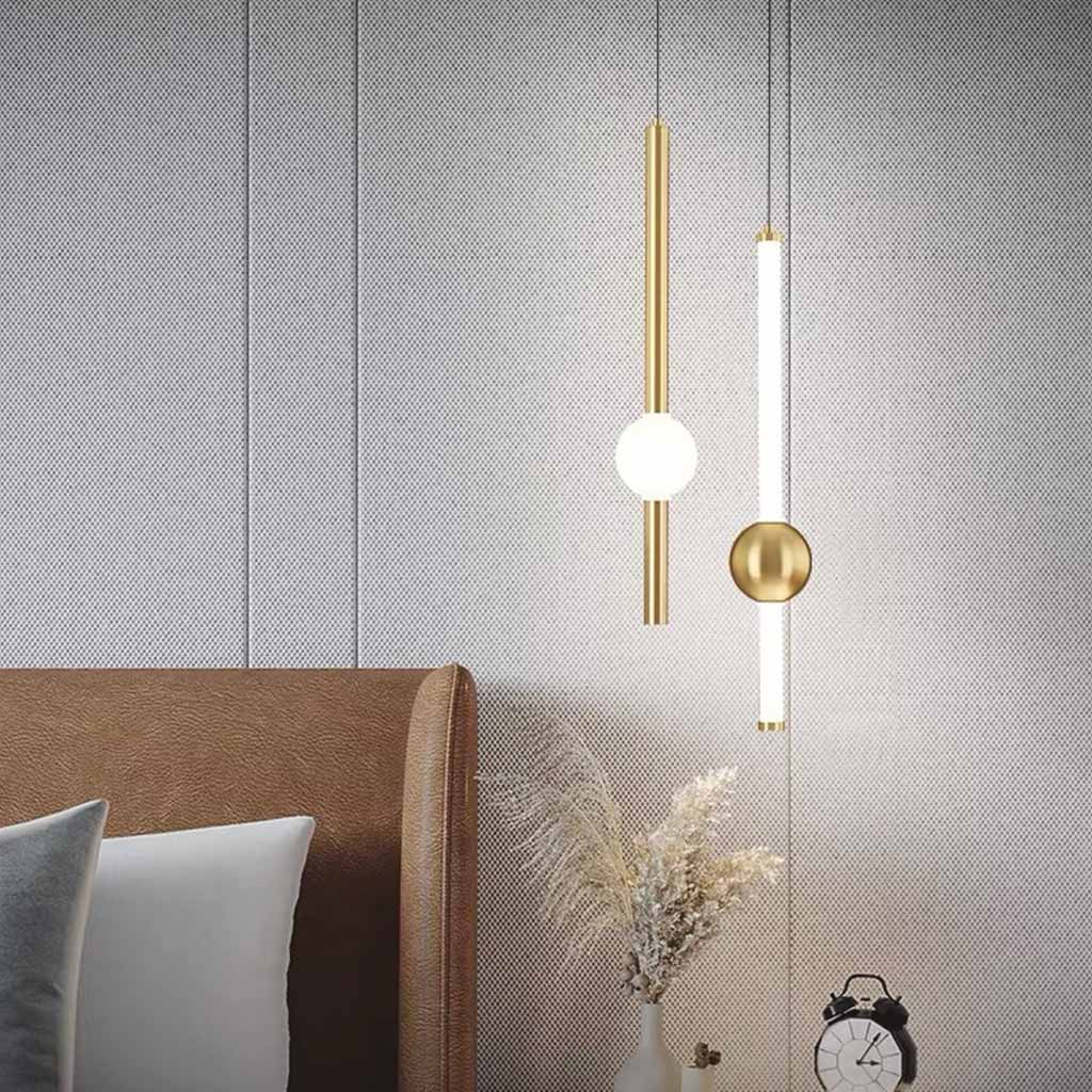 Linear Hanging Ceiling Light LED Iron Glass Tube Fixture Adjustable Height Bedroom Dining Room Kitchen Island Warm Neutral Glow 3.5 in Diame