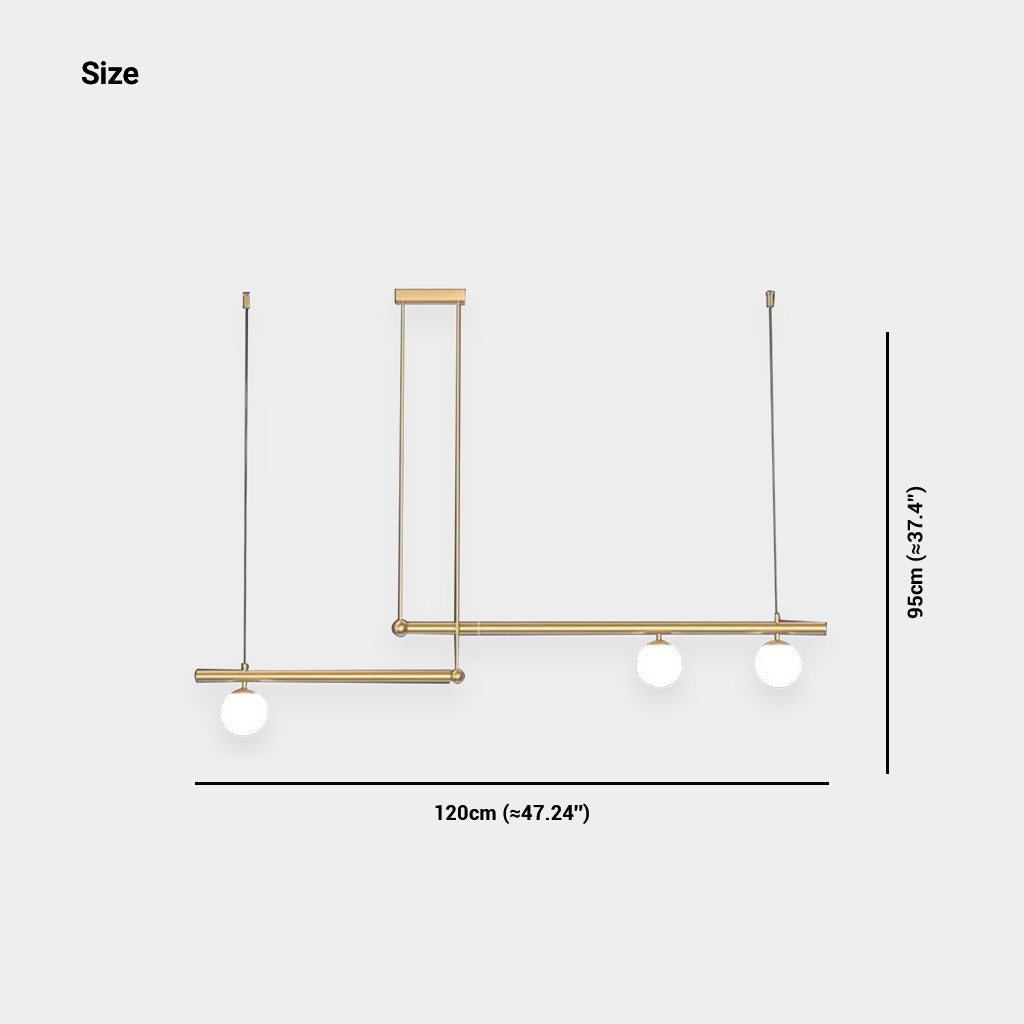 Linear Pendant Fixture Metal & Glass Multi-Bulb Adjustable Hanging Light for Kitchen Island Dining Table 47-63 in Modern Overhead Lighting G