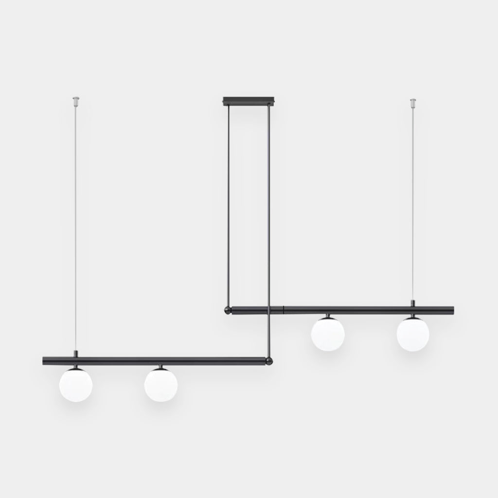 Linear Pendant Fixture Metal & Glass Multi-Bulb Adjustable Hanging Light for Kitchen Island Dining Table 47-63 in Modern Overhead Lighting G