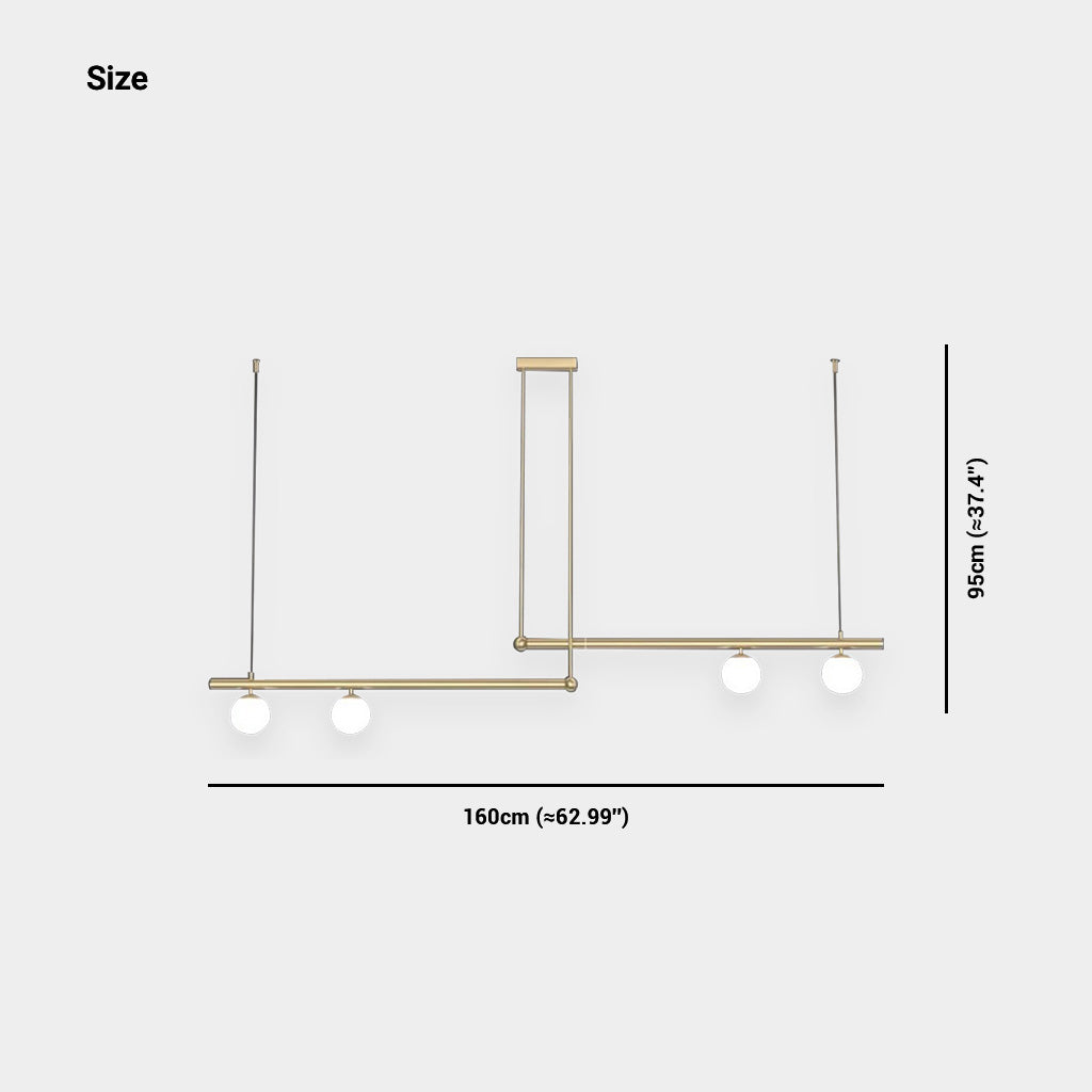 Linear Pendant Fixture Metal & Glass Multi-Bulb Adjustable Hanging Light for Kitchen Island Dining Table 47-63 in Modern Overhead Lighting G