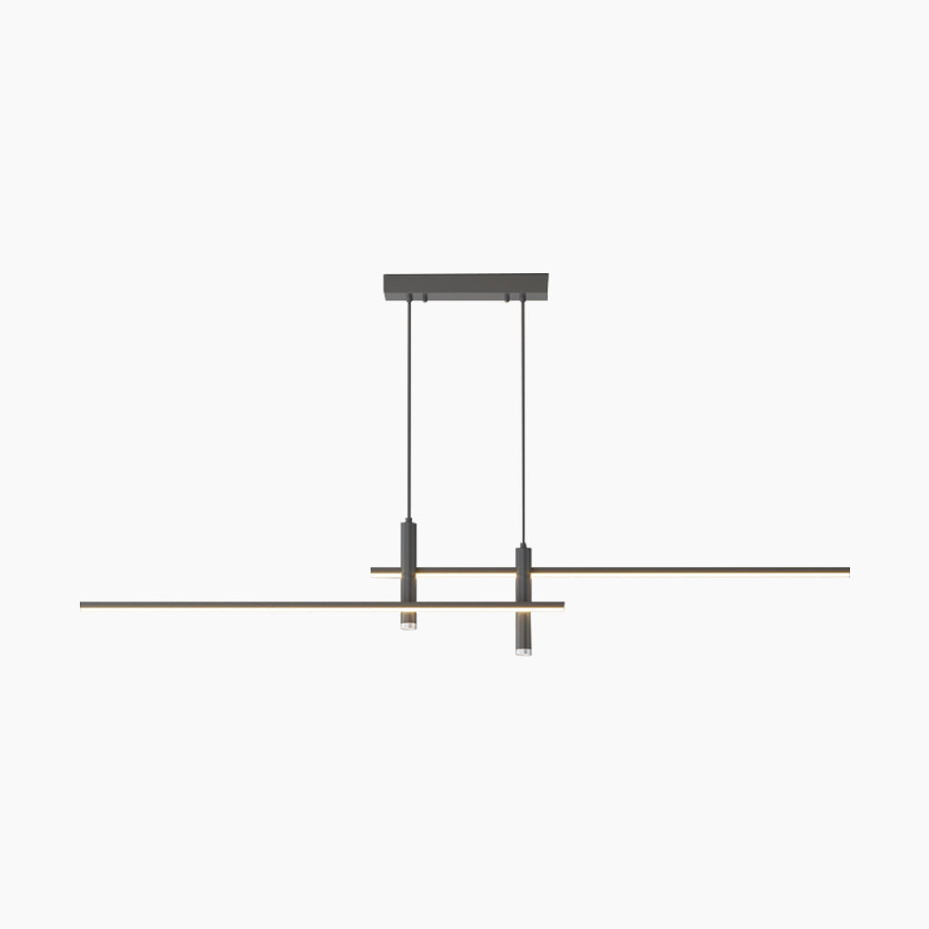 Sleek Overhead Linear LED Fixture 31.5 in Aluminum with Adjustable Spots for Kitchen Island Dining Table Modern Suspension Lamp in Black or