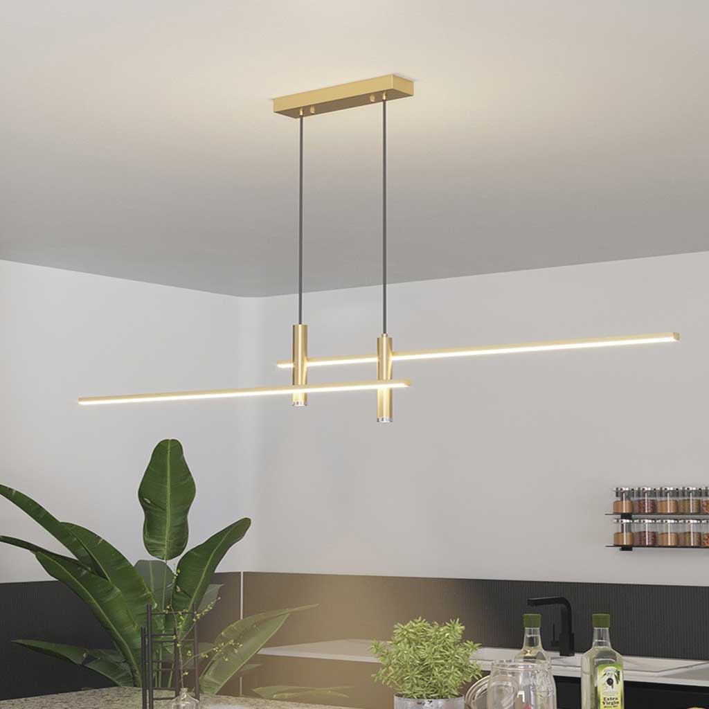 Sleek Overhead Linear LED Fixture 31.5 in Aluminum with Adjustable Spots for Kitchen Island Dining Table Modern Suspension Lamp in Black or