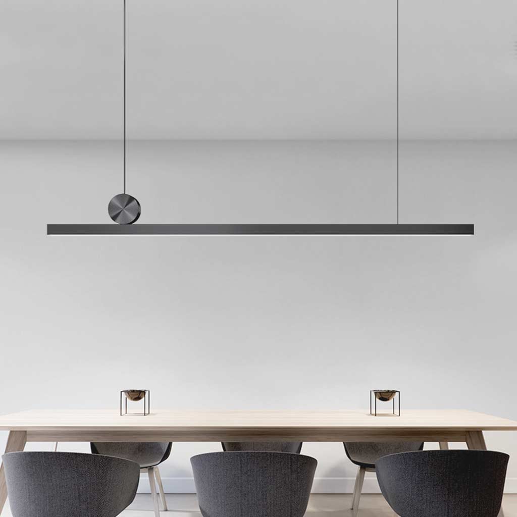 Suspended Bar Fixture LED Aluminum 39 in Matte Black Remote-Dimming Counter Overhead Lighting for Kitchen Island Dining Contemporary Spaces