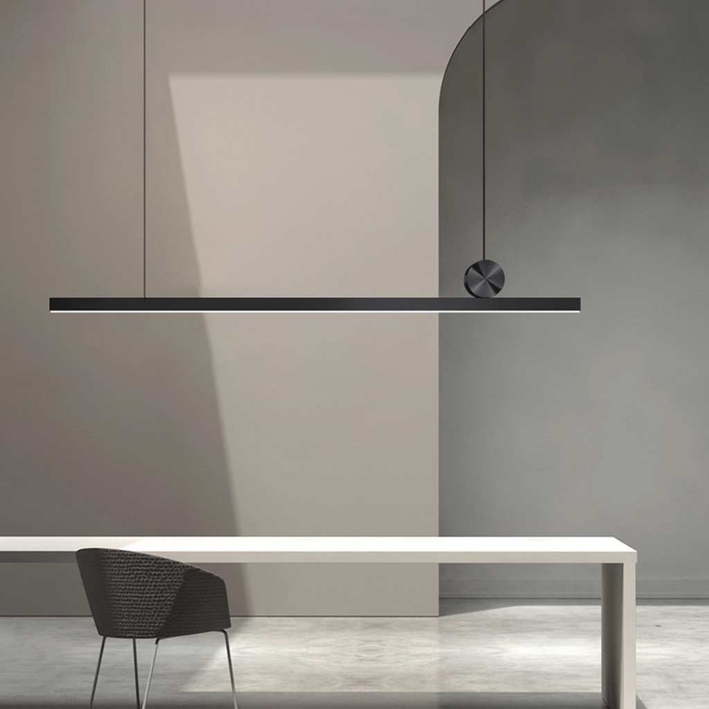 Suspended Bar Fixture LED Aluminum 39 in Matte Black Remote-Dimming Counter Overhead Lighting for Kitchen Island Dining Contemporary Spaces