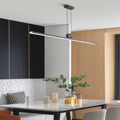 Linear LED Ceiling Light 39-Inch Dimmable Remote Control Aluminum Black Fixture for Dining Kitchen Island Bar Modern Minimalist Hanging Lamp