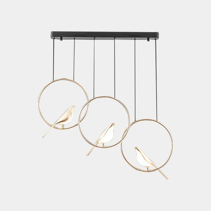 LED Ceiling Fixture Bird-Motif Metal Frame 35-Inch Warm Glow Overhead Lighting for Dining Room Bedroom Kitchen Island Modern Statement Piece