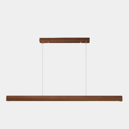Linear Wood Ceiling Light for Island & Desk | Adjustable LED Bar Fixture in Natural or Walnut Finish | Minimalist Overhead Task Lighting for