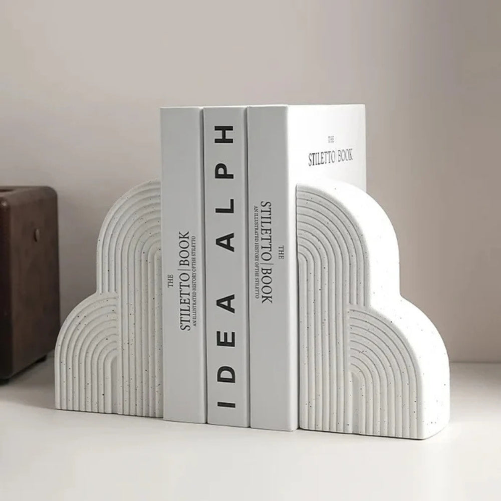 Peregrine Modern Bookends - Cloud-Shaped Ceramic, Nordic Design