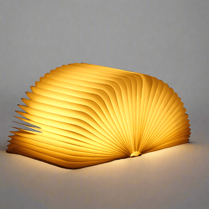 Rechargeable LED Book Light – Wooden Folding Accent Lamp for Reading Nook, Bedroom Nightstand & Home Decor