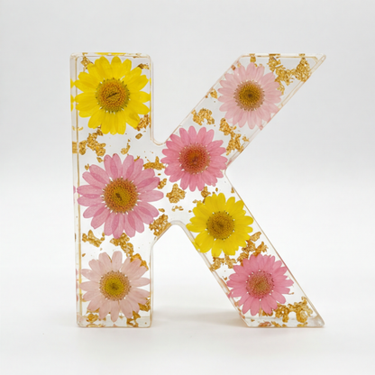 Ortekor Personalized Floral Resin Letter Light | Unique Home Decor with Warm LED Glow for a Calming Atmosphere