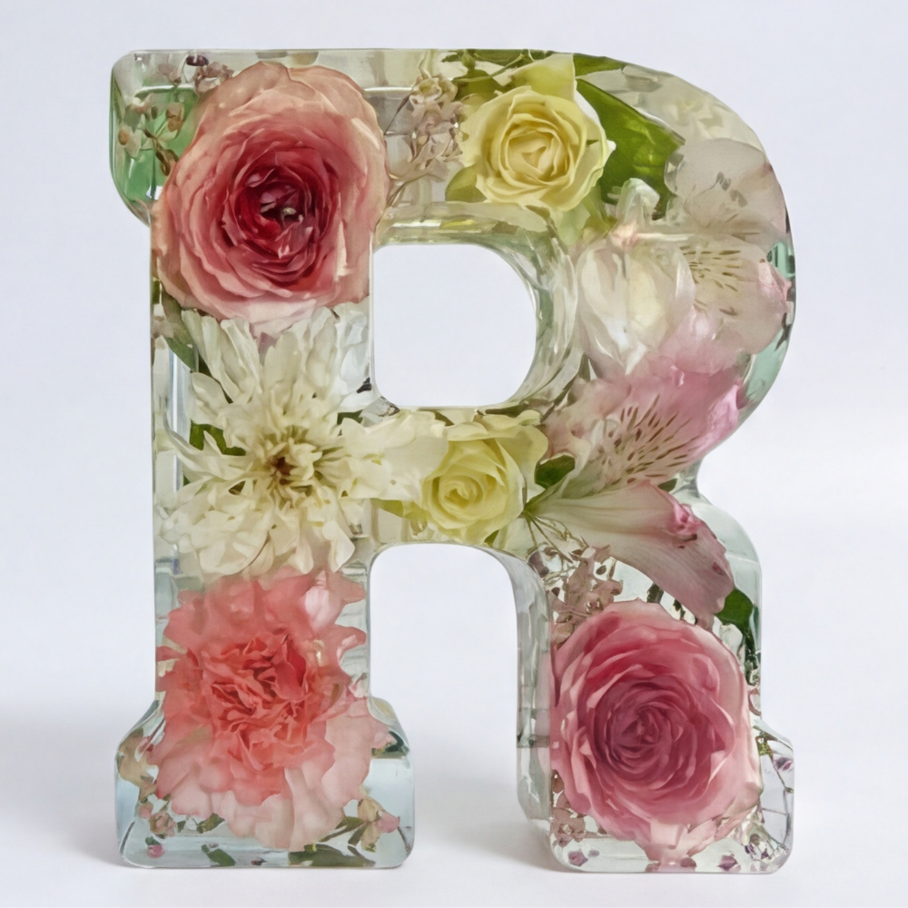 Ortekor Personalized Floral Resin Letter Light | Unique Home Decor with Warm LED Glow for a Calming Atmosphere