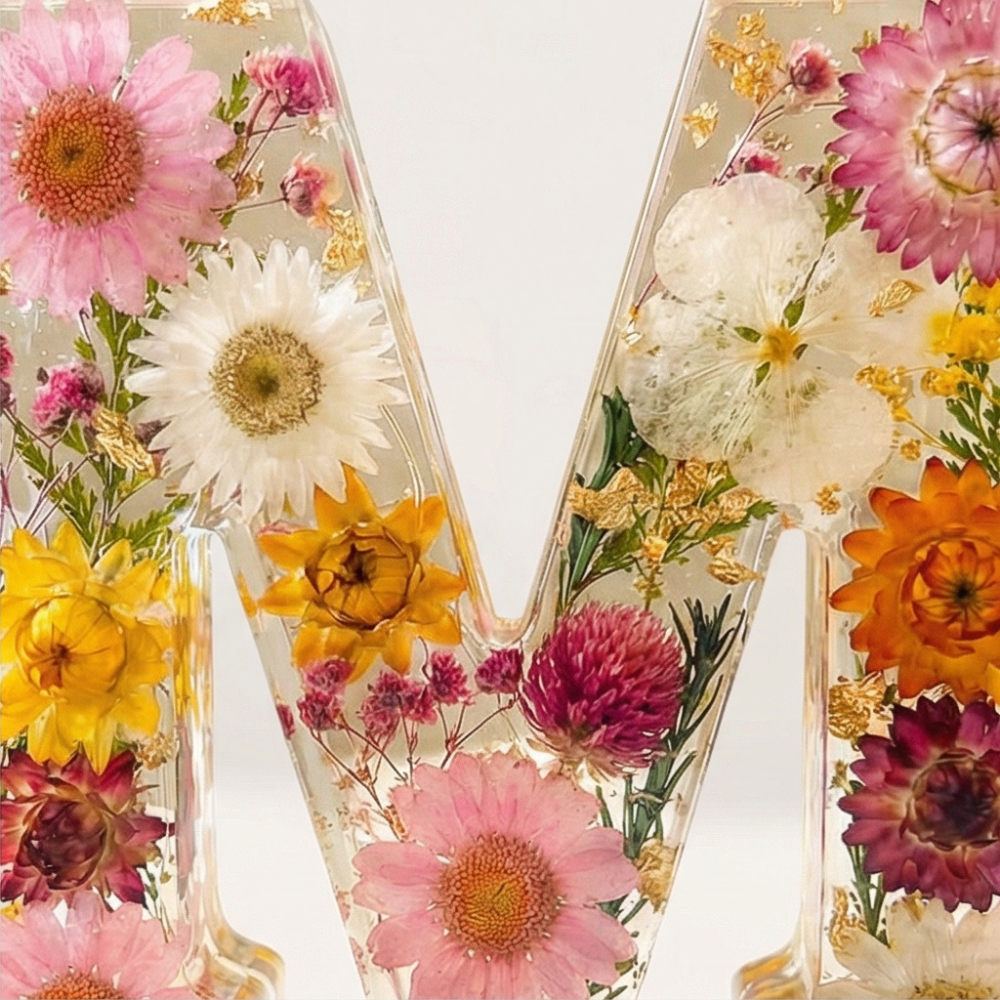 Ortekor Personalized Floral Resin Letter Light | Unique Home Decor with Warm LED Glow for a Calming Atmosphere