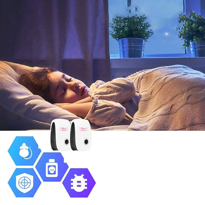 Ultrasonic Pest Repeller Plug-In Set Silent Indoor Bug Control for Mice Rats Insects Roaches Spiders Non-Toxic 2-Pack for Home