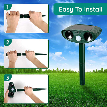 Rat Repeller Solar Powered, Ultrasonic Pest Repeller with Motion Sensor, Ultrasonic Animal Deterrent for Garden and Yard