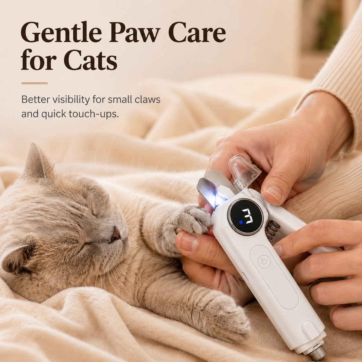 Ortekor 2-in-1 Pet Electric Nail Clipper & Grinder with LED Light