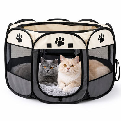 Pet Haven | Dog Playpen with Breathable Mesh Panels | Portable Indoor and Outdoor Enclosure for Secure Pet Play