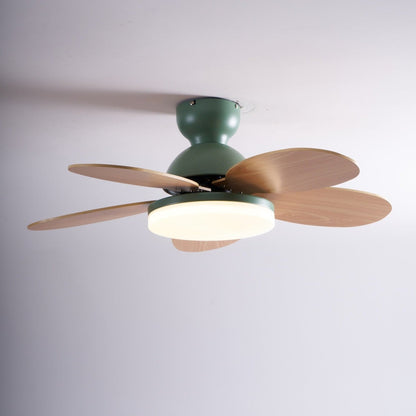 Indoor Ceiling Fan with LED Light 35 in Wood Blade Curved Design 6-Speed Remote Control DC Motor for Living Room Bedroom Dining Room Grey Gr