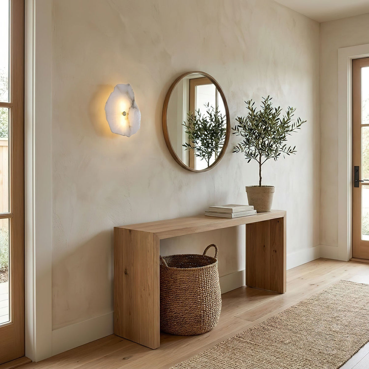 Modern LED Fixture Alabaster & Metal 5.5 Inch White for Hallways Bedrooms Living Rooms Hardwired Multi-Head Options Indoor Ambient Lighting