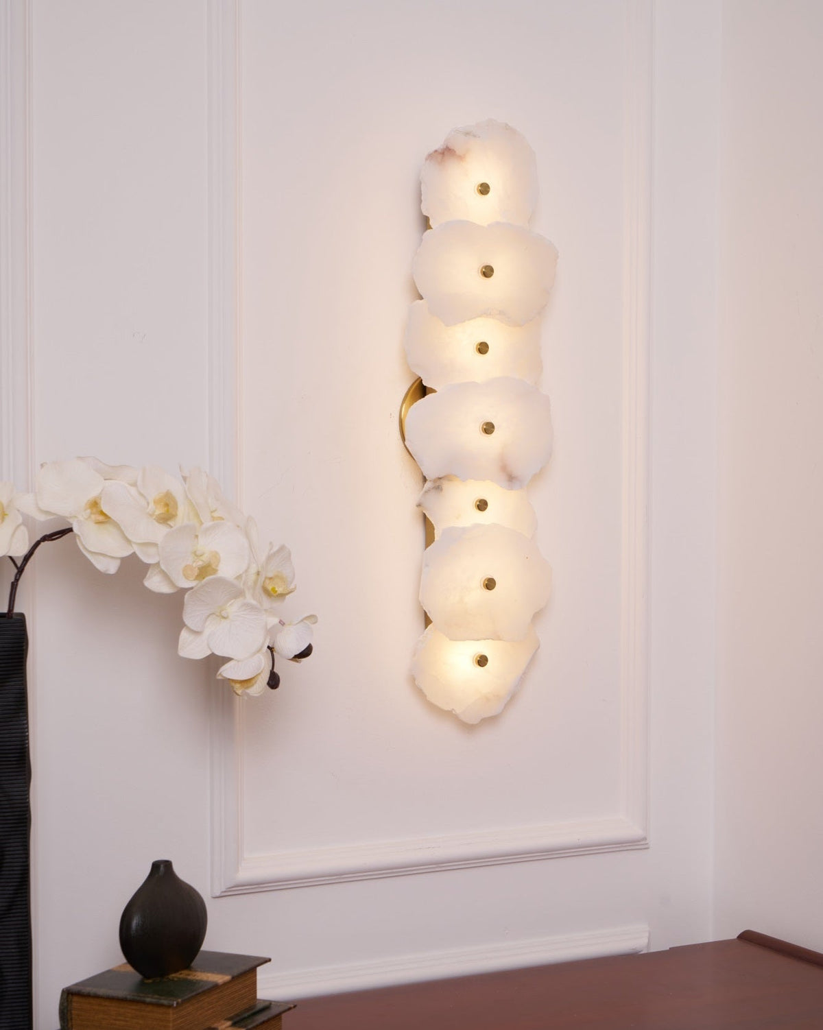 Modern LED Fixture Alabaster & Metal 5.5 Inch White for Hallways Bedrooms Living Rooms Hardwired Multi-Head Options Indoor Ambient Lighting