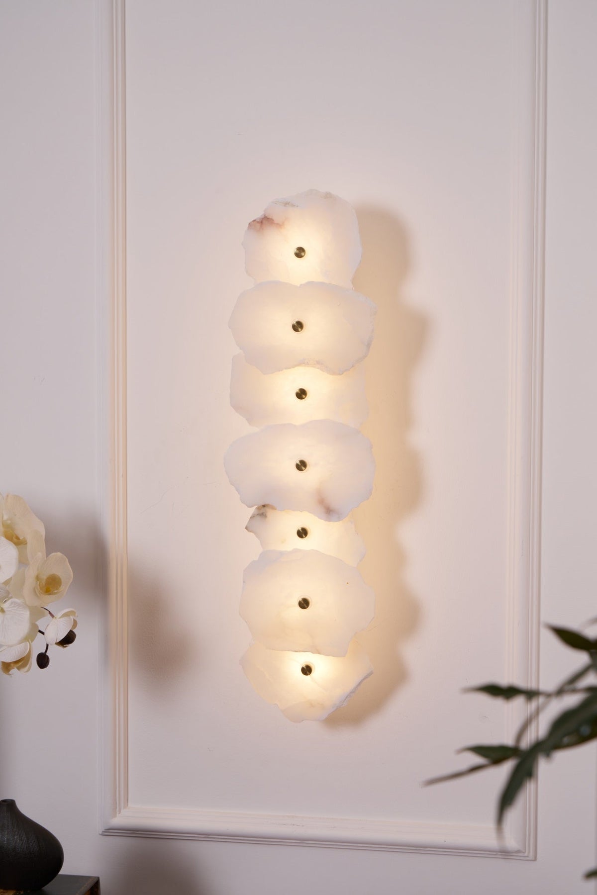 Modern LED Fixture Alabaster & Metal 5.5 Inch White for Hallways Bedrooms Living Rooms Hardwired Multi-Head Options Indoor Ambient Lighting