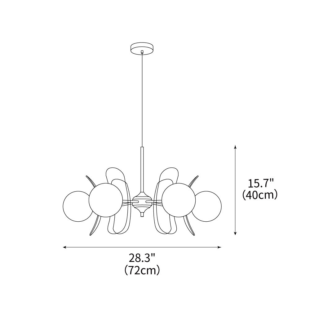 Iron Glass Ceiling Light for Dining Room Modern Multi-Bulb Fixture Adjustable Pendant Chandelier for Kitchen Island Living Room Entryway Hom