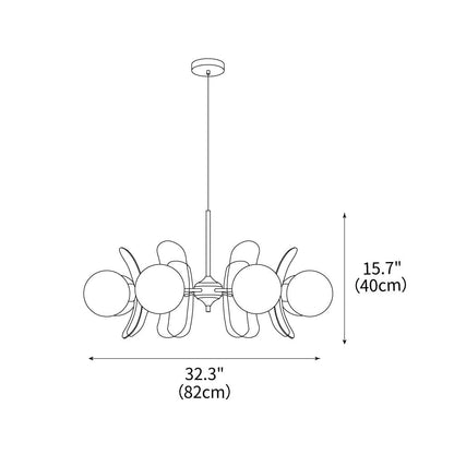 Iron Glass Ceiling Light for Dining Room Modern Multi-Bulb Fixture Adjustable Pendant Chandelier for Kitchen Island Living Room Entryway Hom