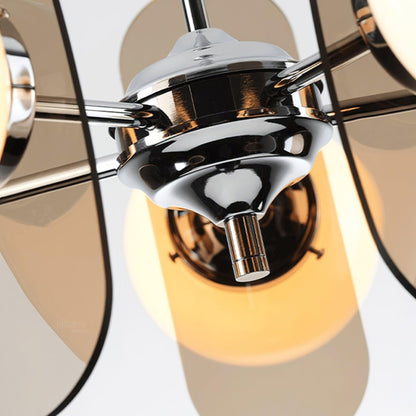 Iron Glass Ceiling Light for Dining Room Modern Multi-Bulb Fixture Adjustable Pendant Chandelier for Kitchen Island Living Room Entryway Hom