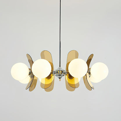 Iron Glass Ceiling Light for Dining Room Modern Multi-Bulb Fixture Adjustable Pendant Chandelier for Kitchen Island Living Room Entryway Hom