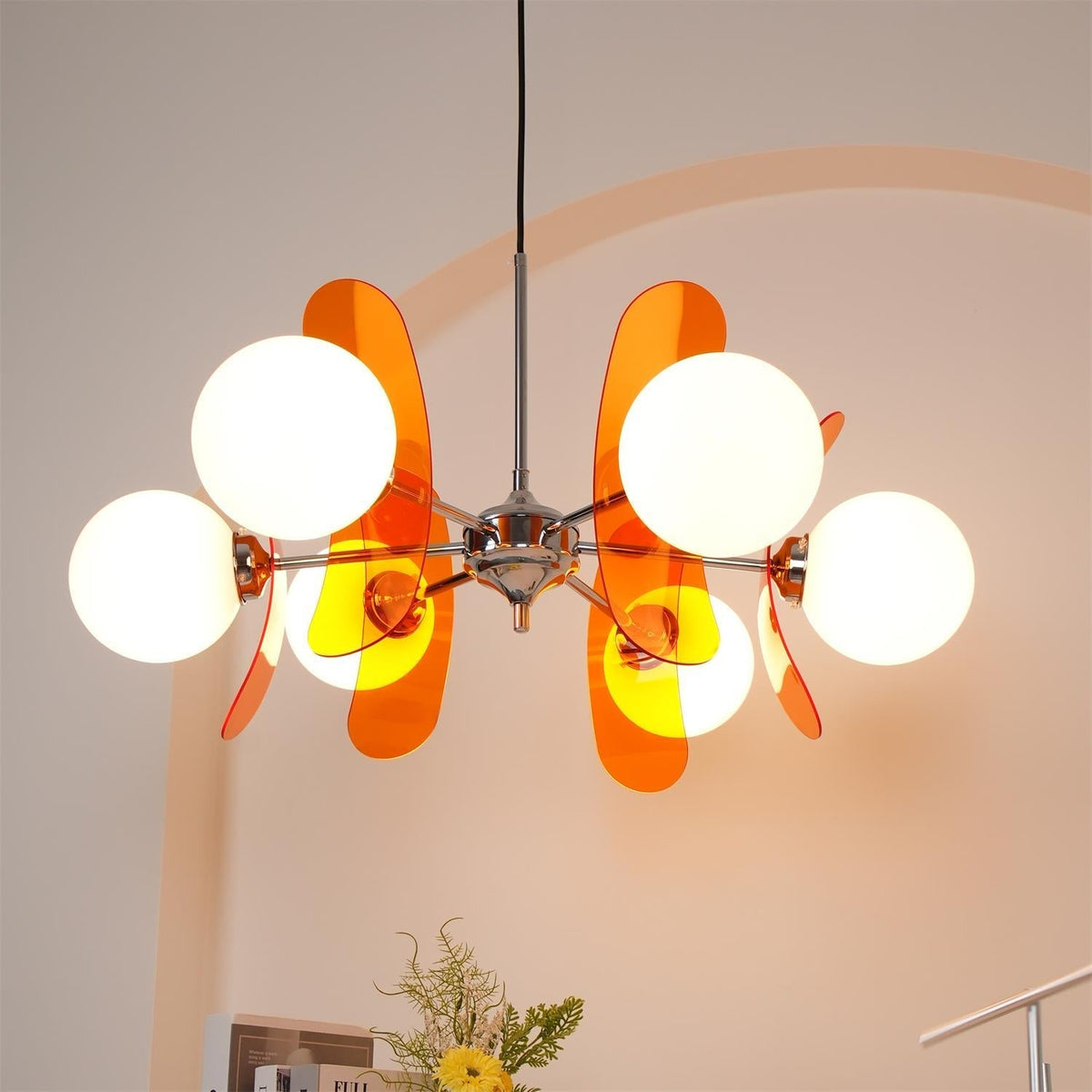 Iron Glass Ceiling Light for Dining Room Modern Multi-Bulb Fixture Adjustable Pendant Chandelier for Kitchen Island Living Room Entryway Hom