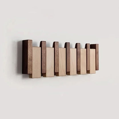 Compact Wooden Hook Rail with Flip-Down Pegs – Solid Hardwood Entryway Hanger for Coats, Bags & Accessories – Space-Saving Wall Mount for Ap