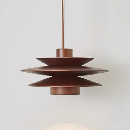 Layered Wood Ceiling Fixture 12 Inch Round Adjustable Height GU10 Socket Dimmable Hanging Lamp for Kitchen Island Table Overhead Lighting Co