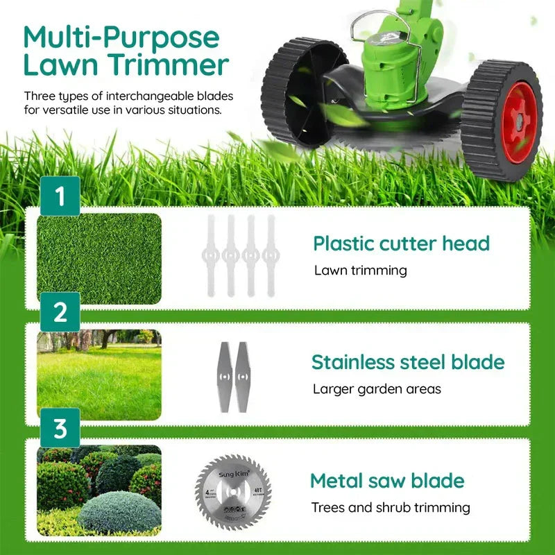 Electric Weed Eater, Electric Weed Wacker, Lawn Edger, Battery Powered Grass Cutter, Foldable Battery Weed Trimmer