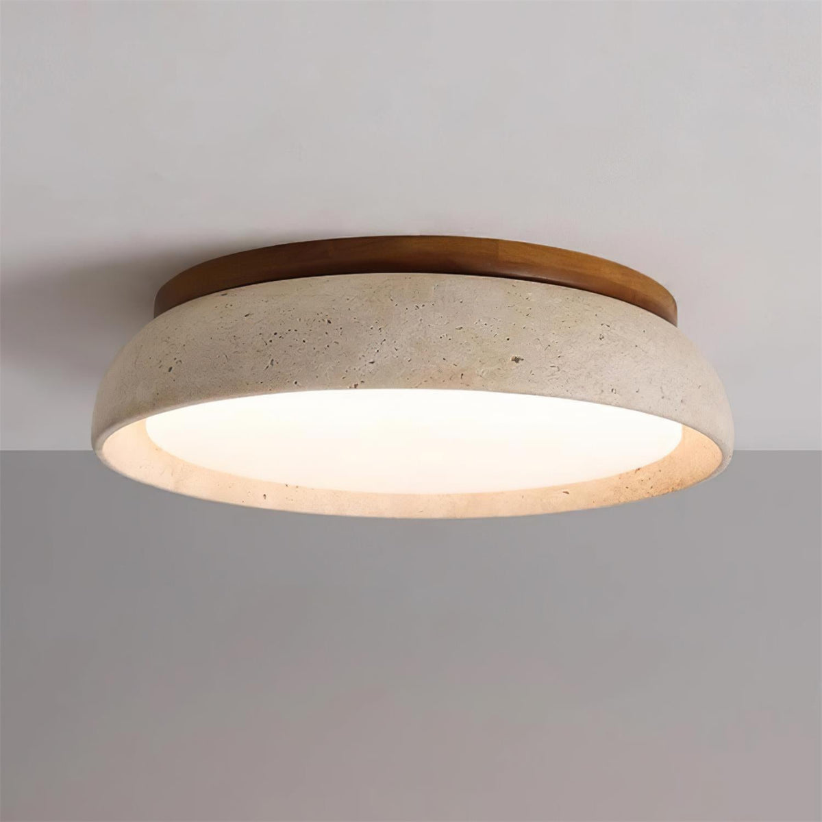 Flush Mount LED Light Fixture Stone Wood Acrylic Warm Glow for Bedroom Living Room Hallway Low Profile Modern Minimalist Scandinavian Japand
