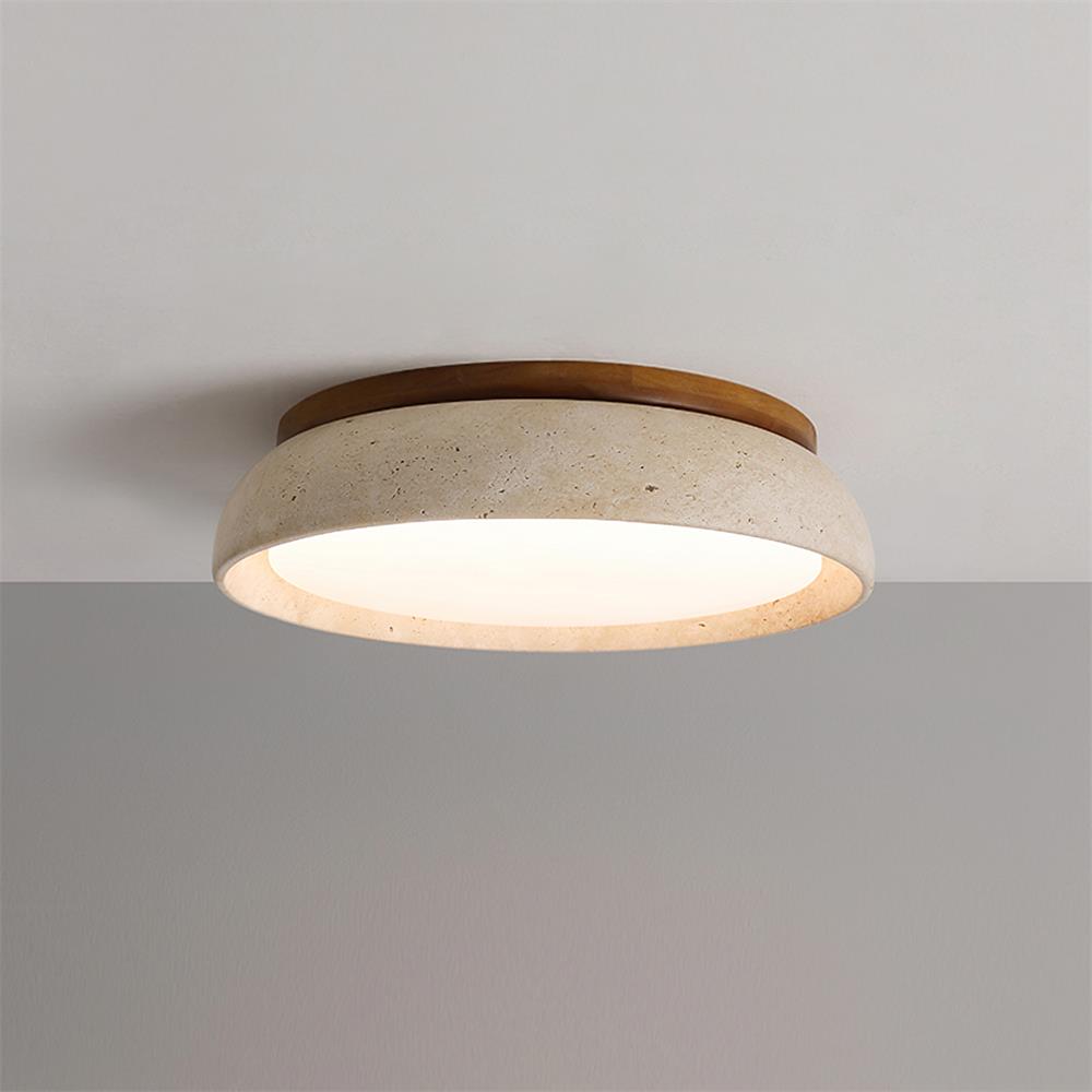 Flush Mount LED Light Fixture Stone Wood Acrylic Warm Glow for Bedroom Living Room Hallway Low Profile Modern Minimalist Scandinavian Japand