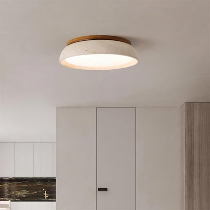 Flush Mount LED Light Fixture Stone Wood Acrylic Warm Glow for Bedroom Living Room Hallway Low Profile Modern Minimalist Scandinavian Japand