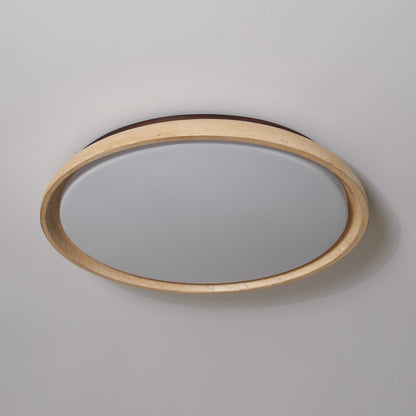 Stone Flush Mount Light Fixture 12 Inch Natural Travertine LED Overhead for Bedroom Hallway Bathroom Minimalist Round Warm Glow Wall or Ceil