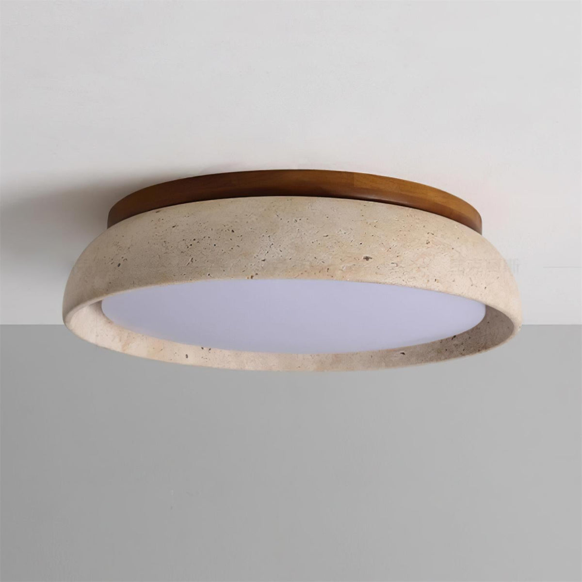 Flush Mount LED Light Fixture Stone Wood Acrylic Warm Glow for Bedroom Living Room Hallway Low Profile Modern Minimalist Scandinavian Japand