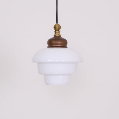 Glass Shade Hanging Lamp 6.3 Inch with Wood Accent for Kitchen Island Dining Table Overhead Fixture E26 Socket Adjustable Cord Dimmable Comp