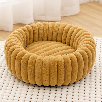 Pinnacle Plush Round Dog Bed - Soft Cotton-Polyester Blend, Non-Slip